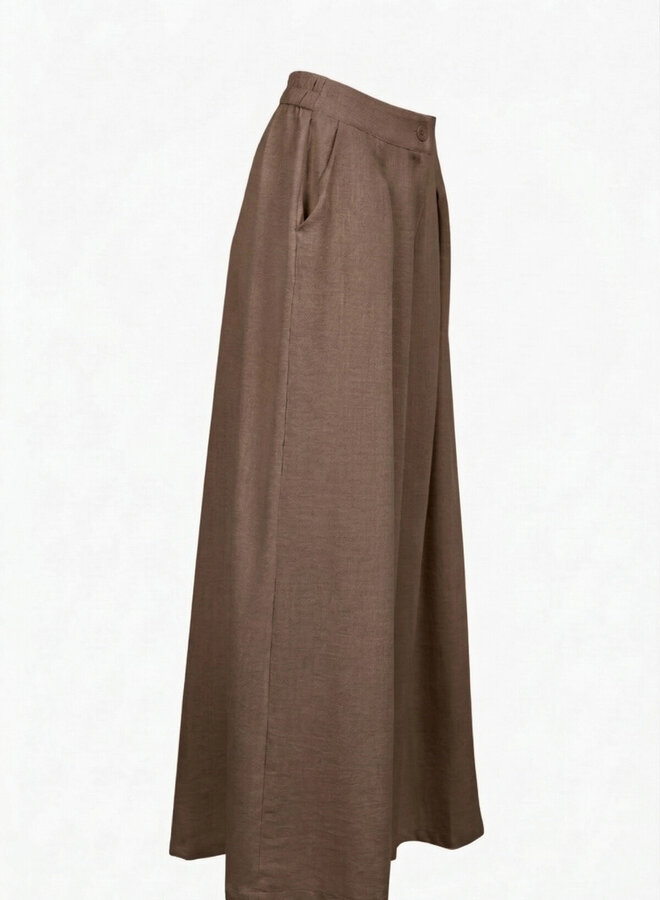 Pantalon viscose wide leg taupe