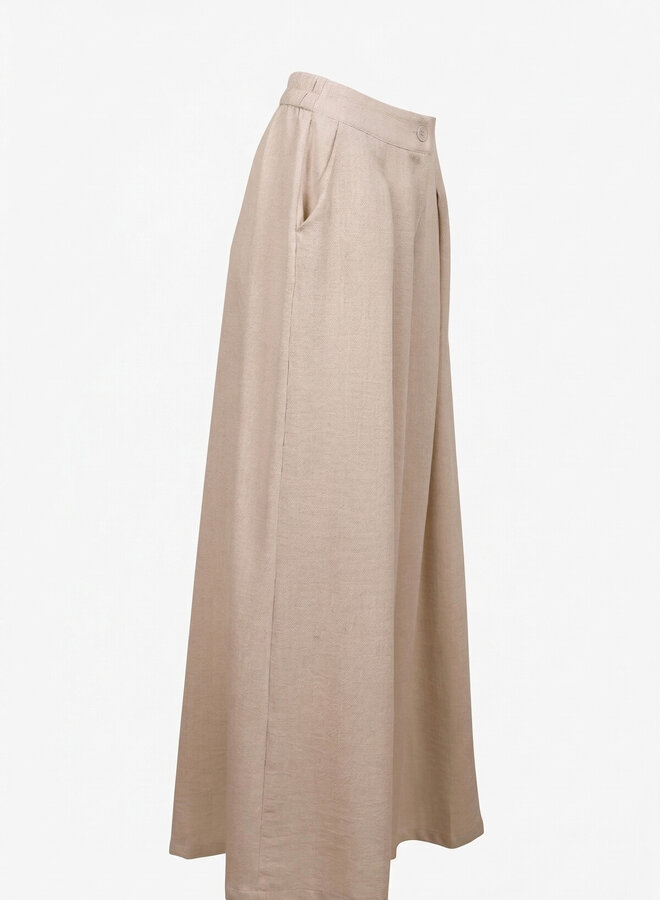 Pantalon viscose wide leg beige