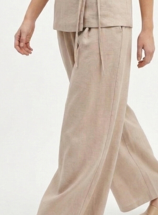 Pantalon viscose wide leg beige