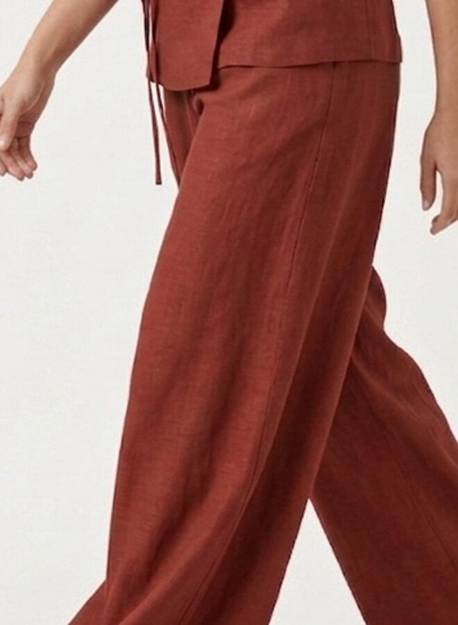 Pantalon viscose wide leg bordeaux