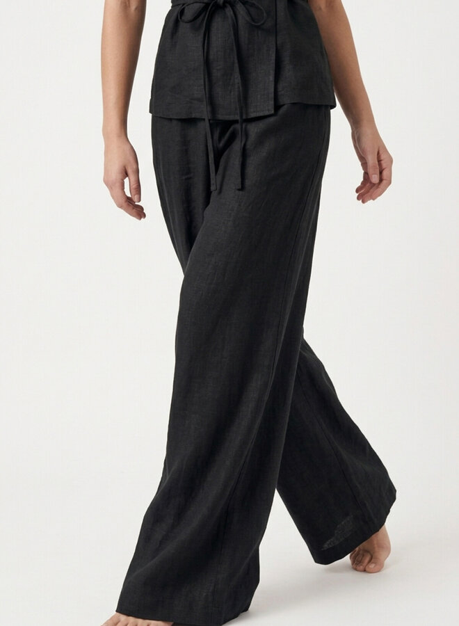 Pantalon viscose wide leg zwart