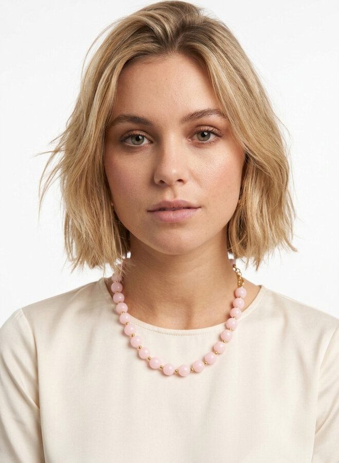 Midi kralen ketting zachtroze