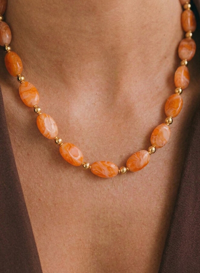Kralen ketting Suus oranje