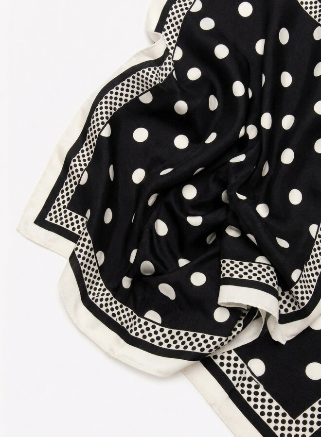 Sjaaltje satijn polka dots zwart