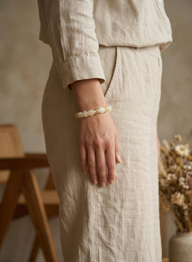 Kralen armband big creme