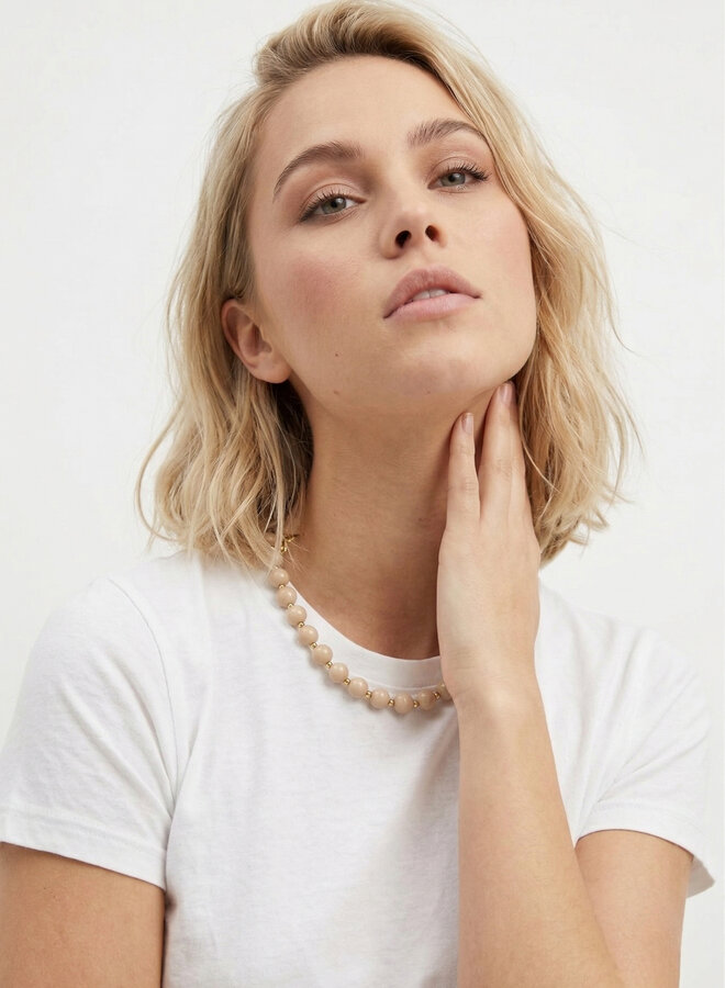 Midi kralen ketting beige