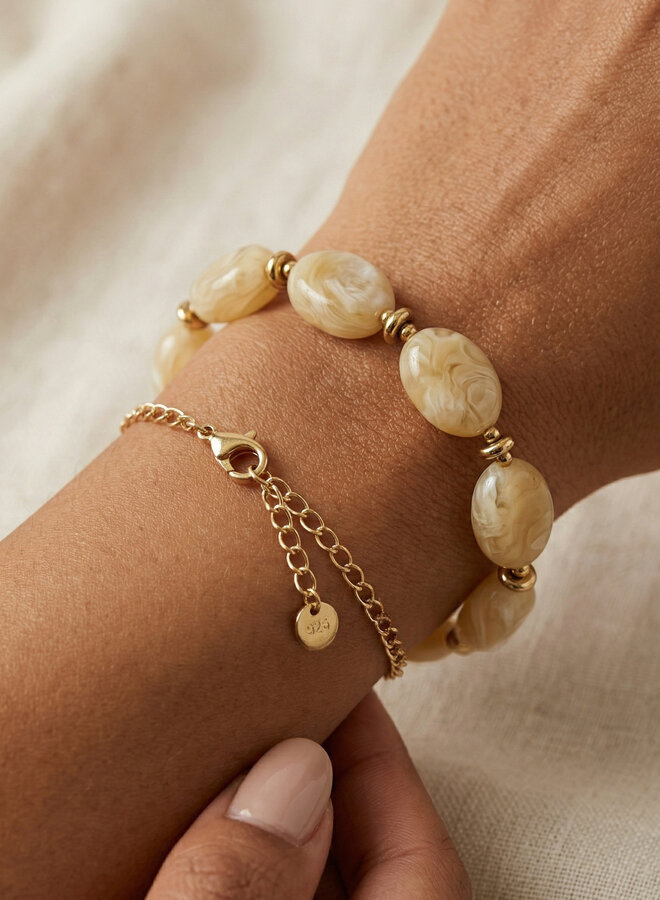 Kralen armband Suus beige