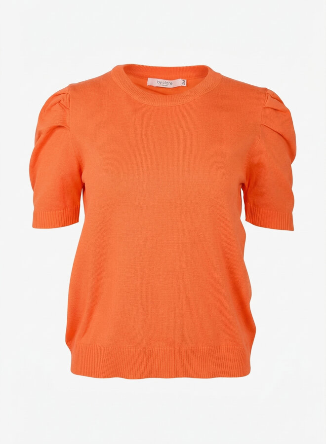 Top met kleine pofmouw oranje
