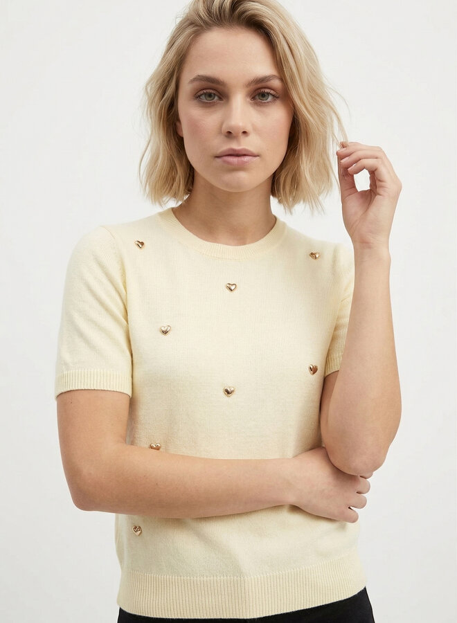 Top hartjes studs butteryellow