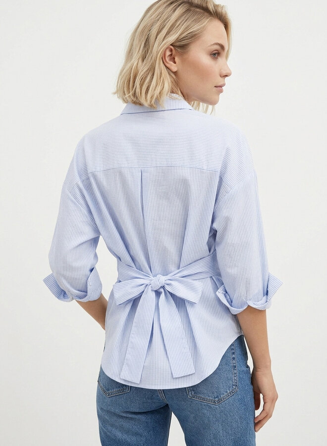 Geknoopte blouse chique blauw
