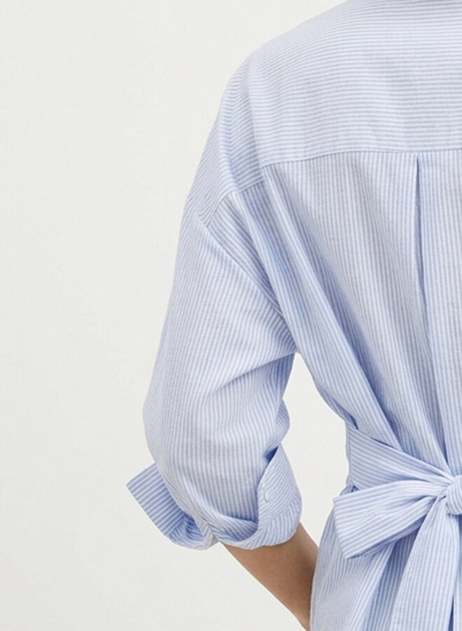 Geknoopte blouse chique blauw