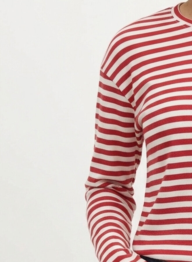 Gestreept shirt rood beige Nicky lange mouw