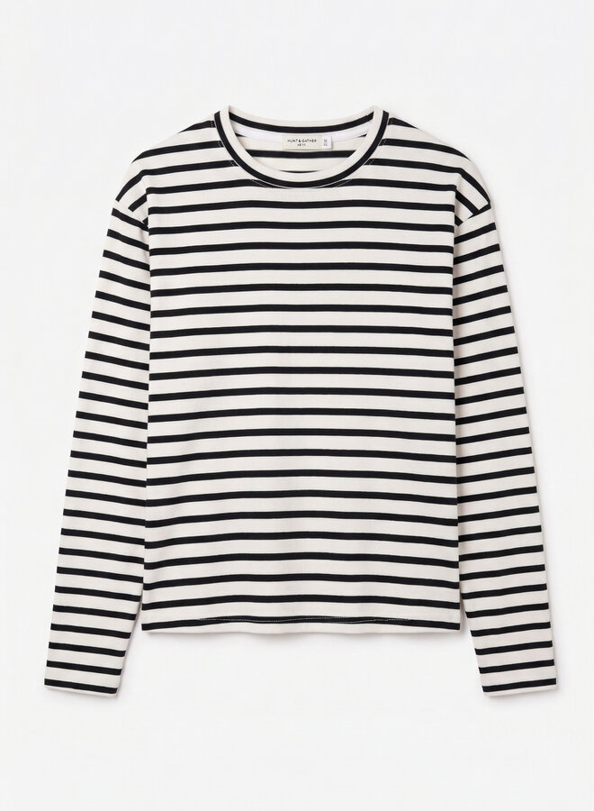 Gestreept shirt zwart beige Nicky lange mouw