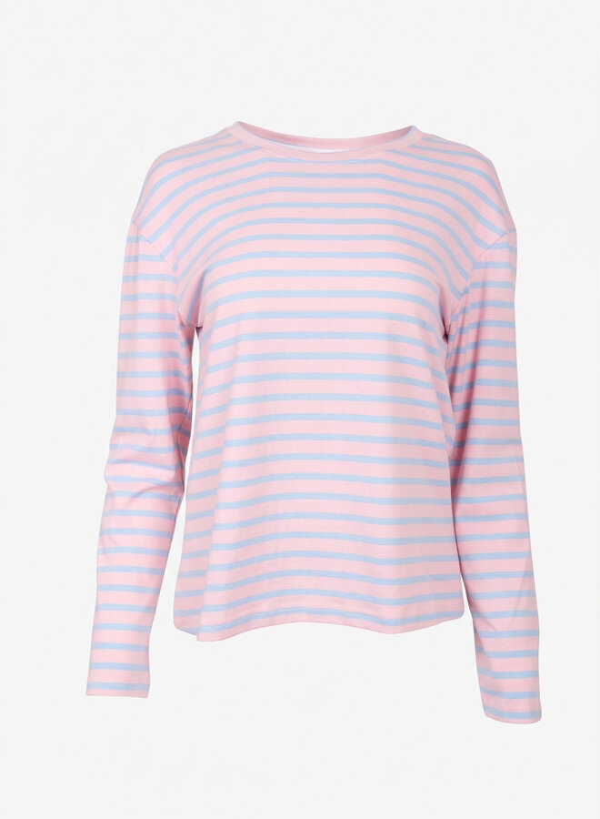 Gestreept shirt roze blauw Nicky lange mouw