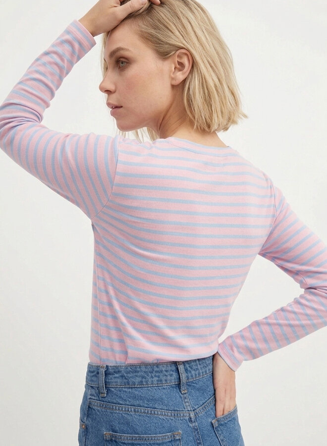 Gestreept shirt roze blauw Nicky lange mouw