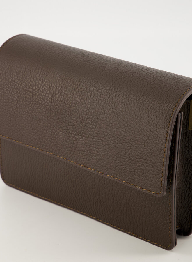 Leren schoudertas Alicia donkerbruin