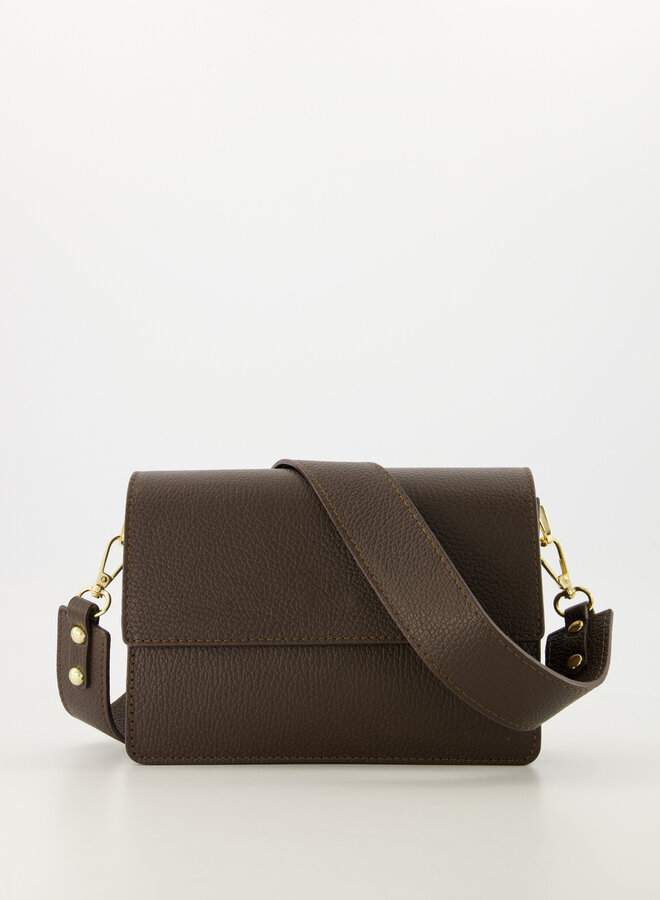 Leren schoudertas Alicia donkerbruin