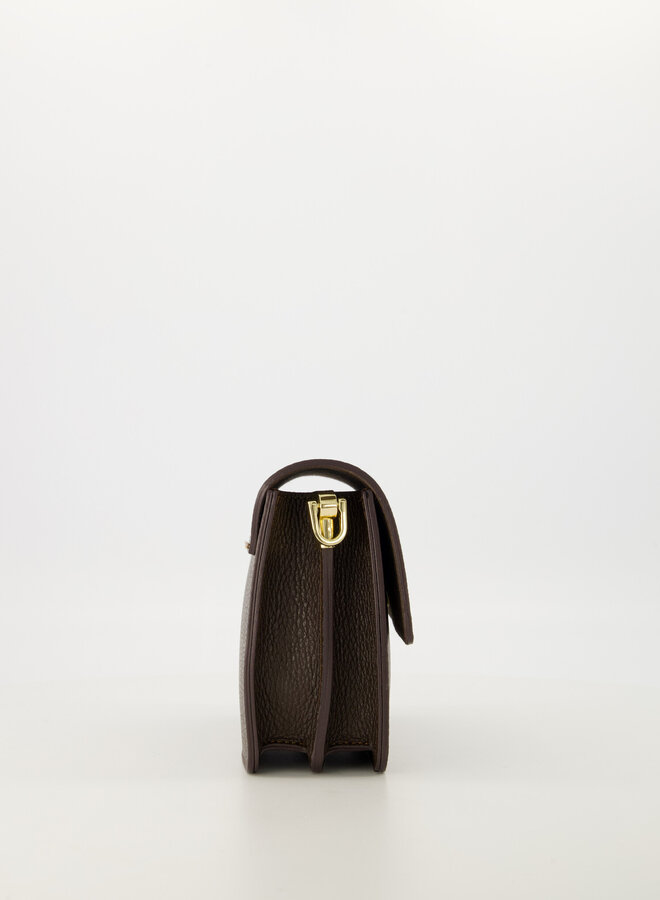 Leren schoudertas Alicia donkerbruin