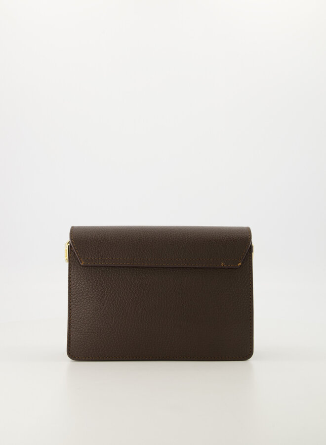 Leren schoudertas Alicia donkerbruin