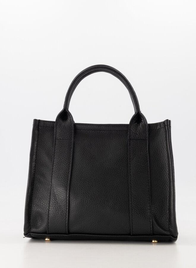 Leren tas vierkant Jade zwart