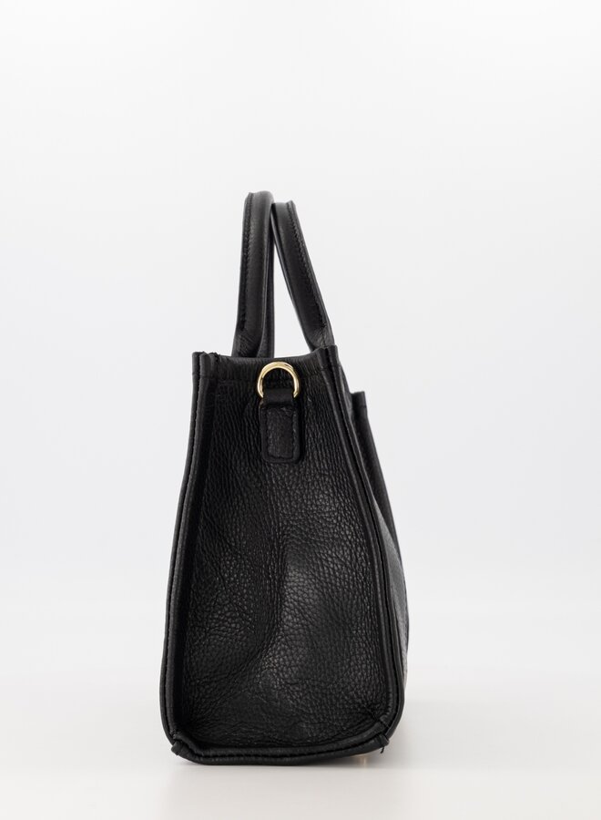 Leren tas vierkant Jade zwart