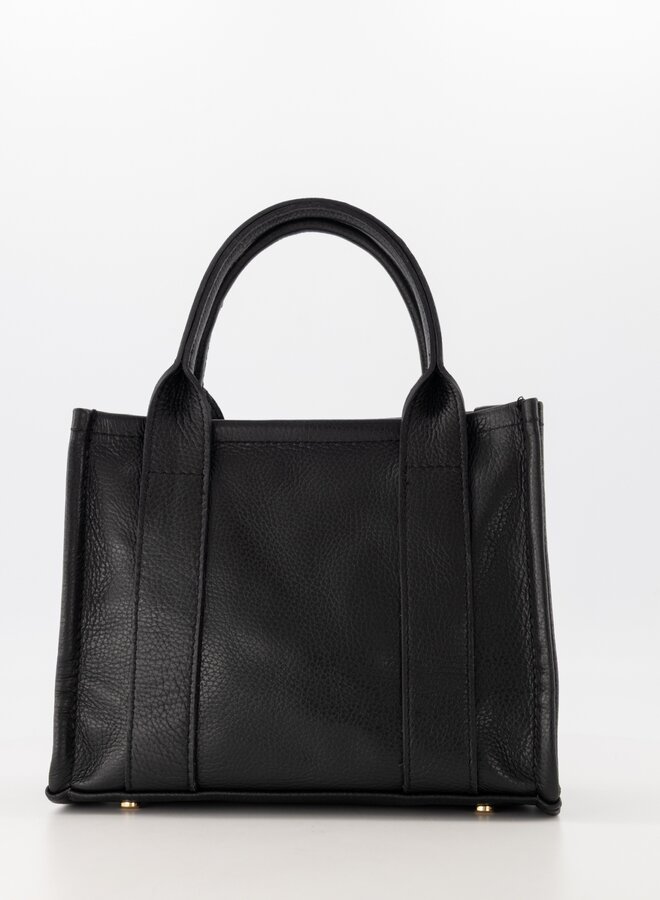 Leren tas vierkant Jade zwart