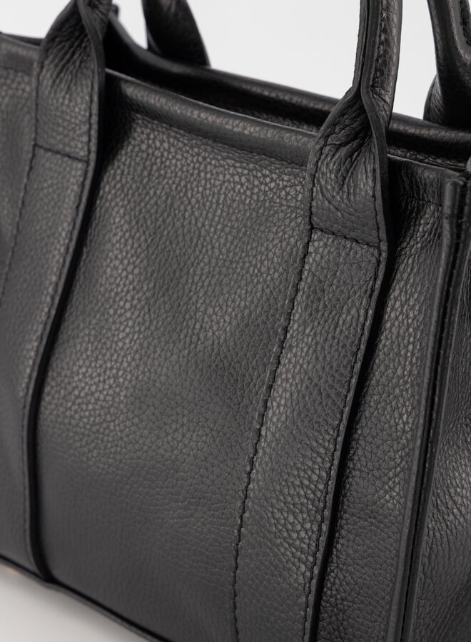 Leren tas vierkant Jade zwart