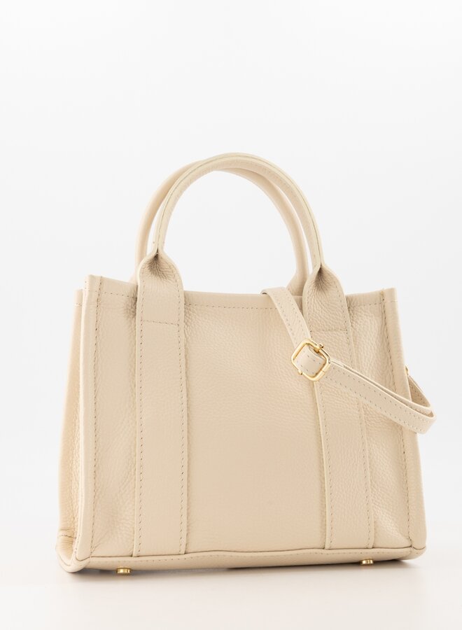 Leren tas vierkant Jade ecru