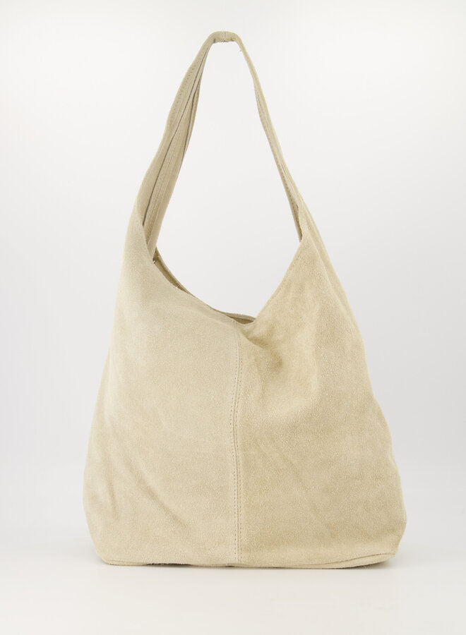 Shopper tas suede creme