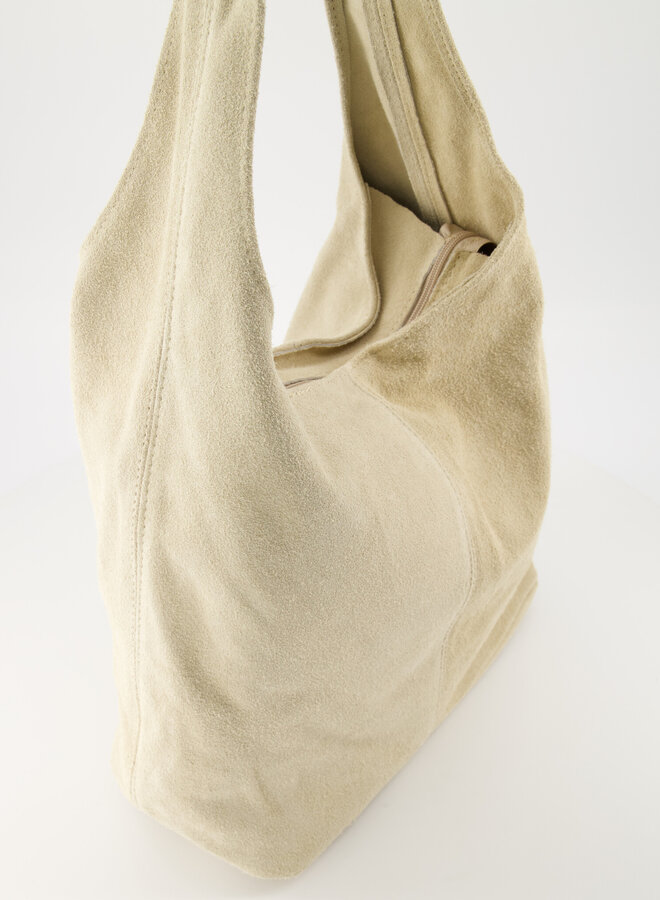 Shopper tas suede creme