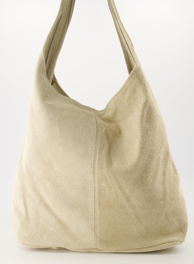 Shopper tas suede creme