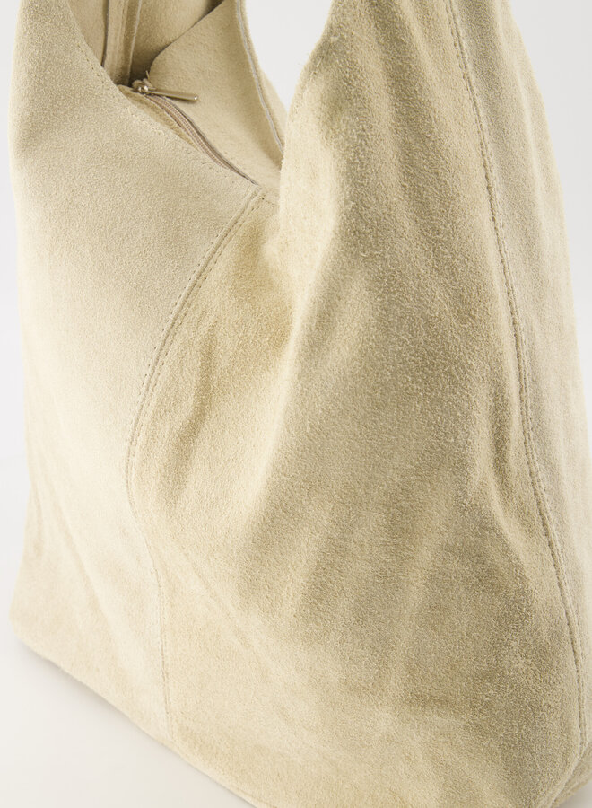 Shopper tas suede creme