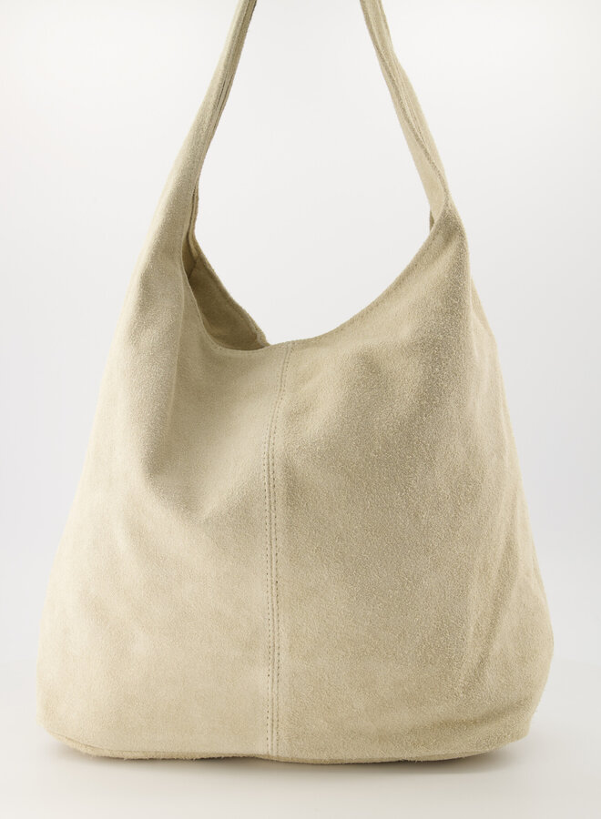 Shopper tas suede creme