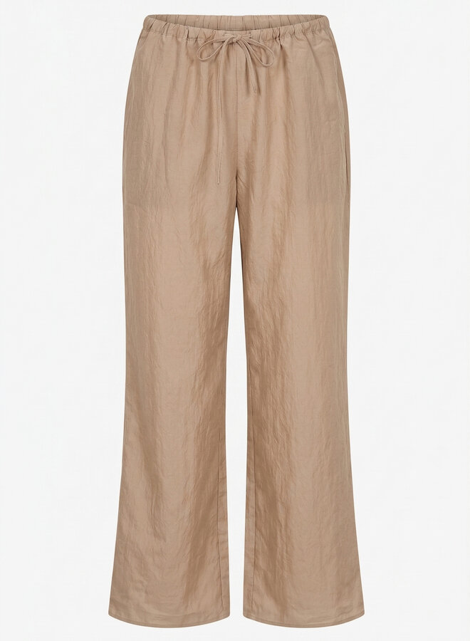 Broek satin look taupe