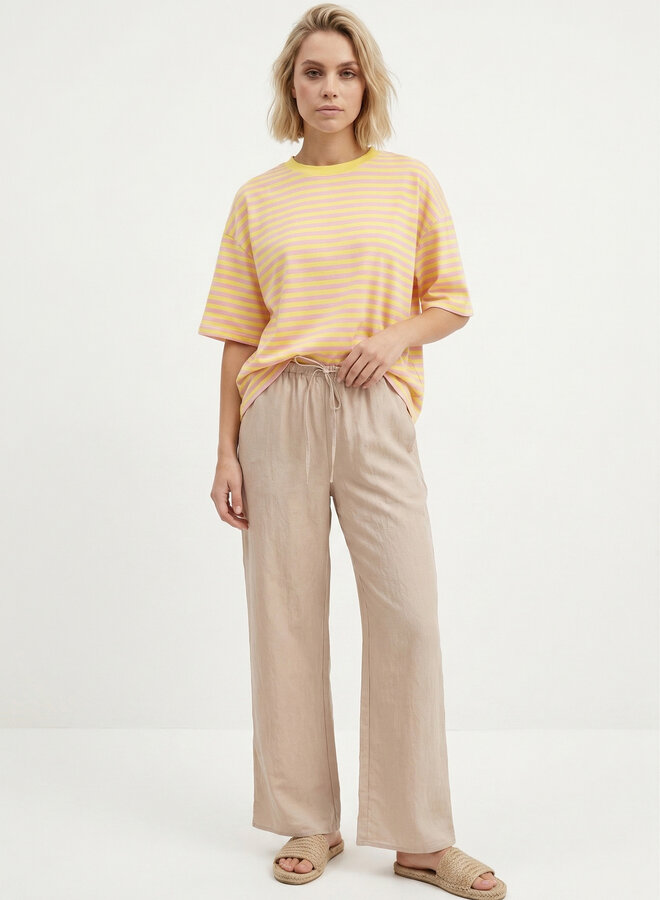 Broek satin look taupe