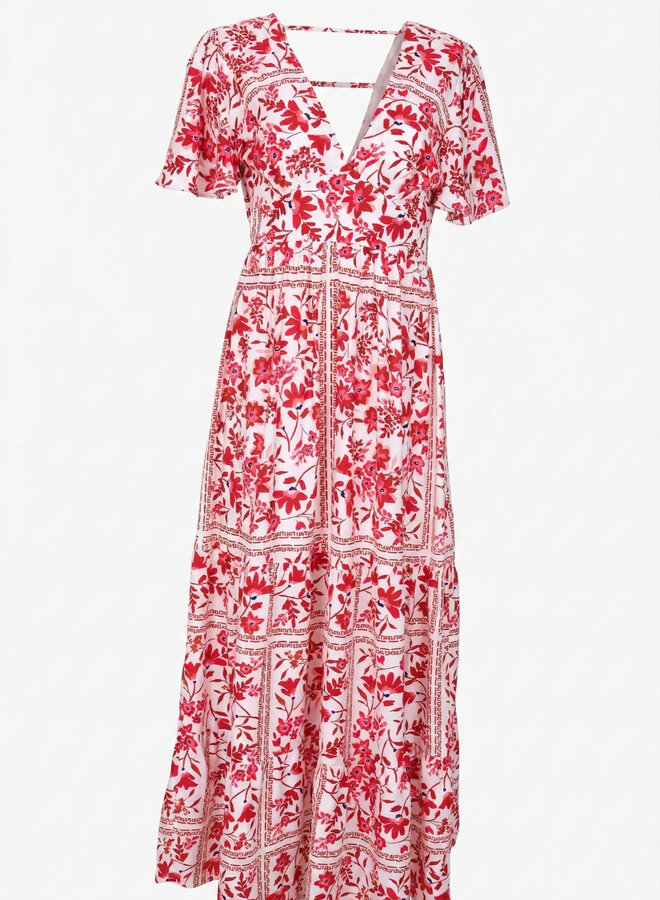 Maxi jurk met roze print Sally