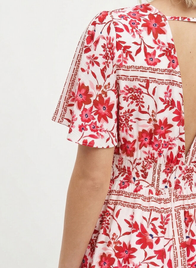 Maxi jurk met roze print Sally