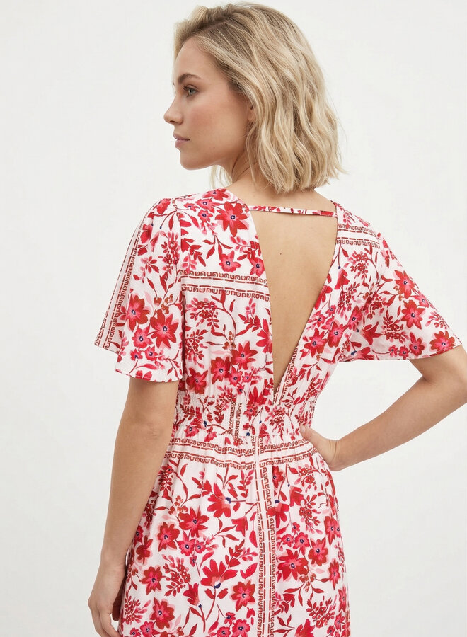 Maxi jurk met roze print Sally