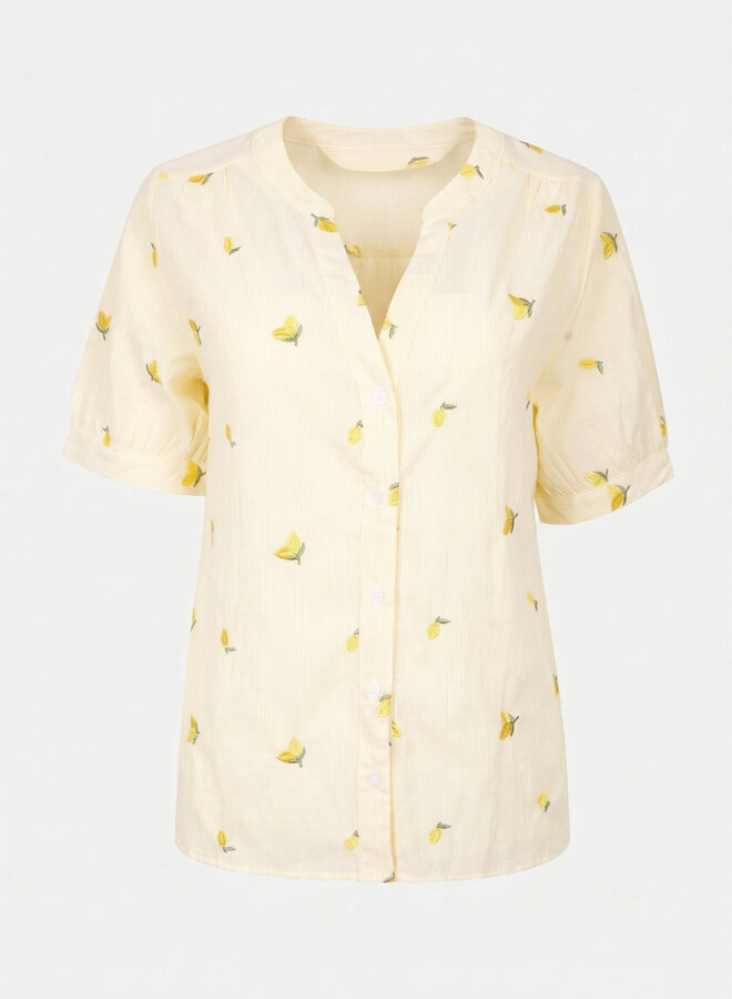 Blouse katoen citroenen geel