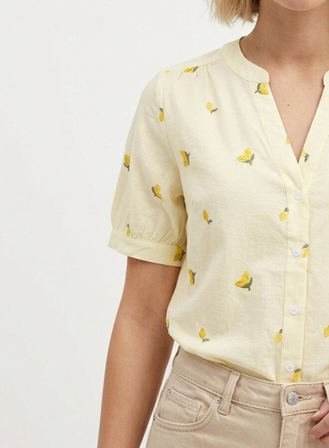 Blouse katoen citroenen geel