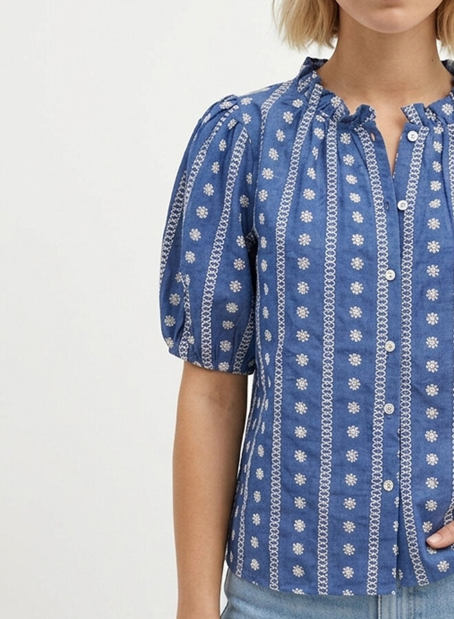 Jeans blouse katoen blauw