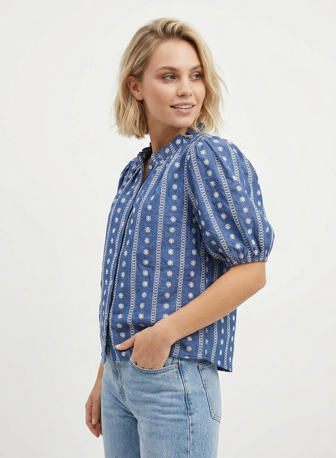 Jeans blouse katoen blauw