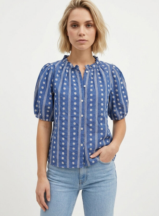 Jeans blouse katoen blauw