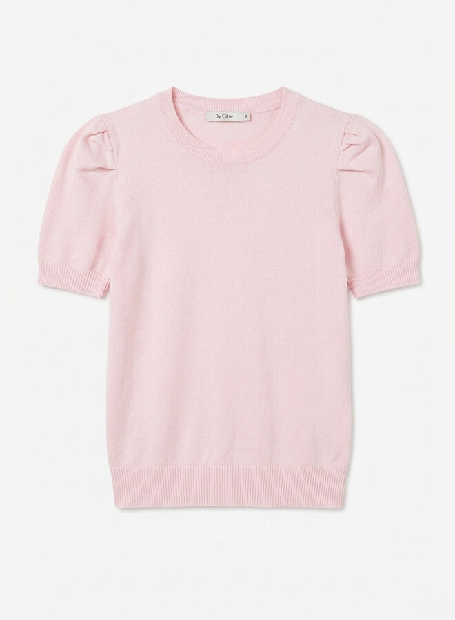 Top met kleine pofmouw roze