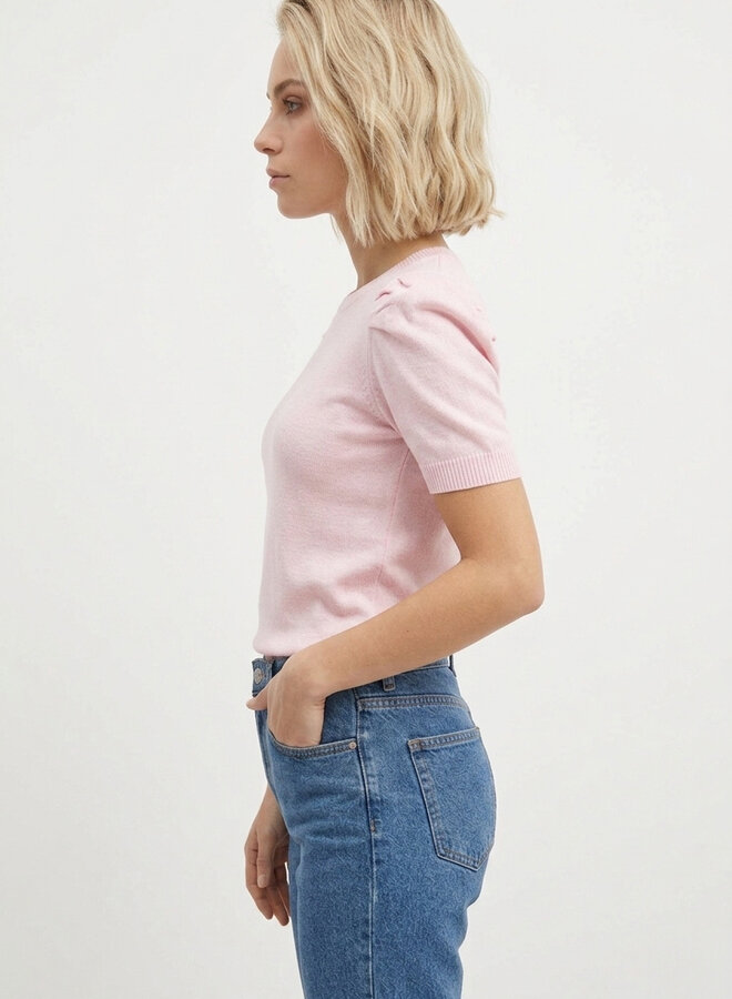 Top met kleine pofmouw roze