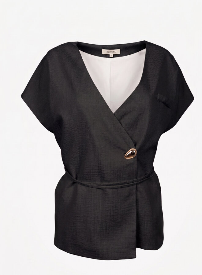 Viscose gilet blouse zwart