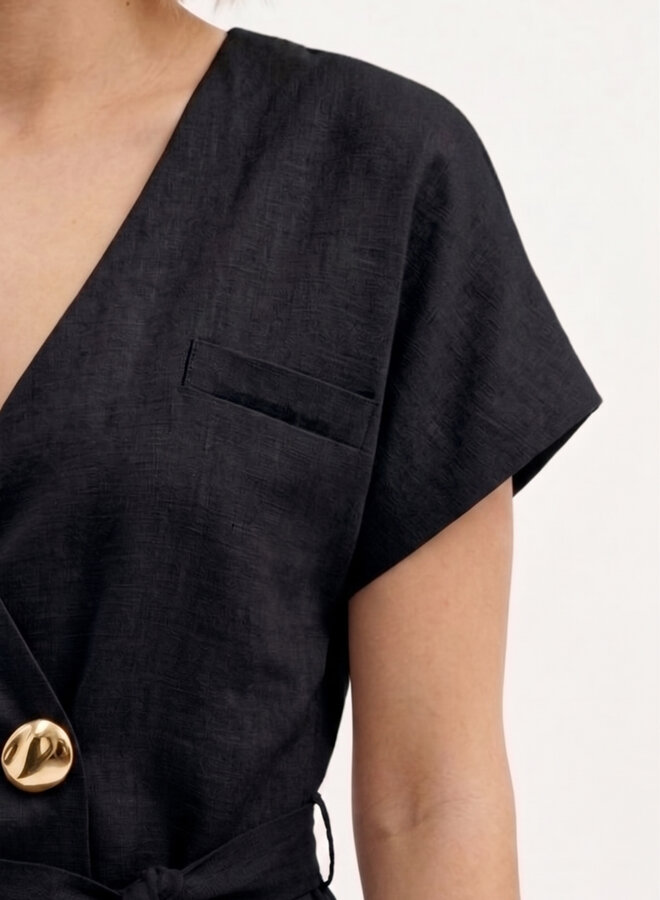 Viscose gilet blouse zwart