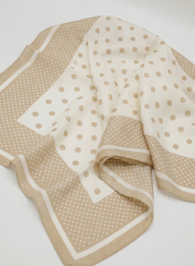 Sjaaltje satijn polka dots beige