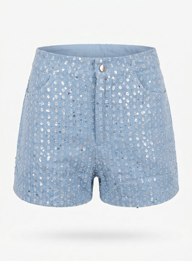 Short glitter blauw