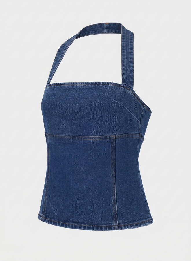 Haltertop jeans blauw